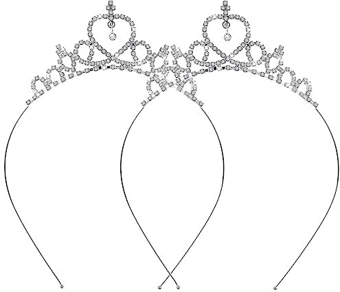 Abeillo 2 Stück Silber Prinzessin Krone, Kristall Crown, Tiara Krone Damen für Geburtstag Hochzeit Deko, Tiara Strass Stirnband Haarschmuck für Mädchen Kinder Damen
