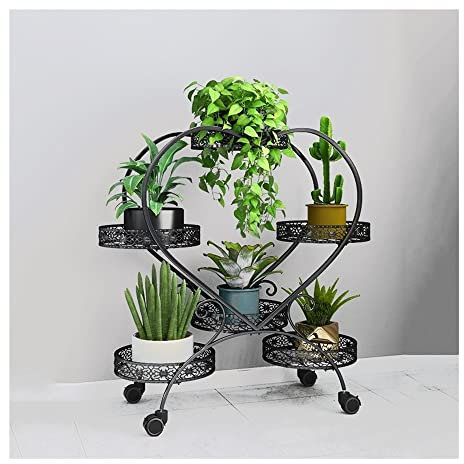 Pflanzenregal Blumenregal Metall Blumenbank Multifunktionales Blumenregal, 4 Etagen Metall Blumentopf Ständer Pflanzenregal for Zimmerecke, Wohnzimmer, Balkon (Color : Schwarz)