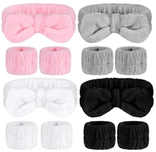 Firtink 12 Stück Haarband für Kosmetik, Waschen, Schminken, Make-Up - Damen Spa Haarreif für Gesichtsreinigung, Schönheit und Yoga