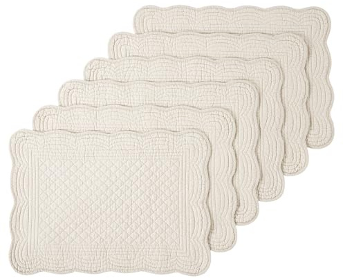 MABOZOO Platzsets, gepolstert, 100% Baumwolle, waschbar, für Küche und Esstisch, rechteckig, Leinen, 6 Stück