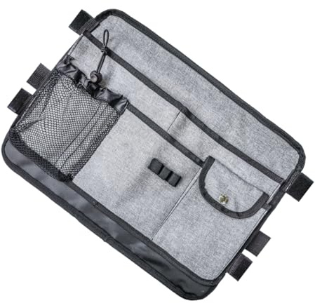 Borsa Organizer per Ausilio alla Deambulazione, Grigia, Multi-tasche | Capacità Ampia in Poliestere, Tasche a Rete Esterne, Spazio per Telefono, Pillole, Bevande e Occhiali
