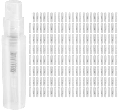 caapmony Flacone in plastica trasparente da 200 pezzi/da 2 ml, piccola confezione cosmetica, flaconi di profumo atomizzatore, contenitore liquido atomizzatore