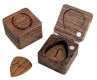Custom Guitar Plektrum Halter, Personalisierte Akustikgitarre Plektren Mit Fall, 5 Akustikgitarre Plektren Mit Mini-Gitarre Plektrum Fall, Musiker Plektrum Fall, Geschenk Für Gitarrist