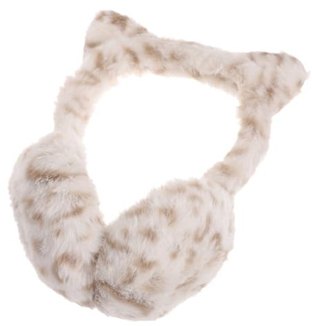 VALICLUD Leopard Ohrenschützer Plüsch Beige Winter Ohrenwärmer für Damen