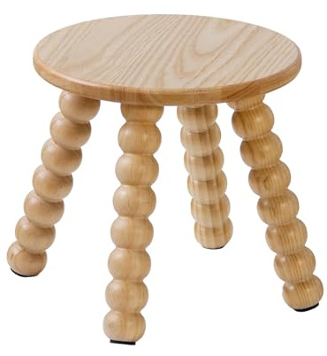 HuiDao Solid Wooden Step Stool for Kids Adults, 10 inch Short Chair Perfect Matched Sensory Table, Sturdy and Versatile Foot Stool for Bathroom, Kitchen, Bedroom, Plant Stand Natural (1, Burlywood)