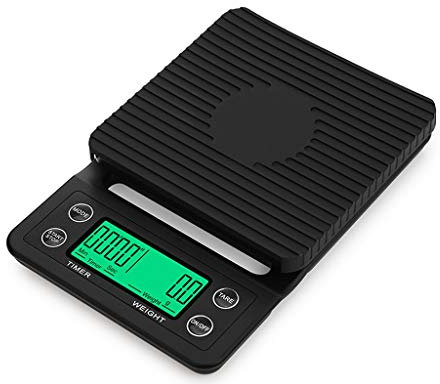 DDKYHU Bilancia da Cucina Digitale 3kg .1G Bilancia Portatile per Alimenti per caffè con temporizzazione di precisione Impermeabile con 4 unità e Display LCD (Colore : Rosso) (Rosso) (Nero)