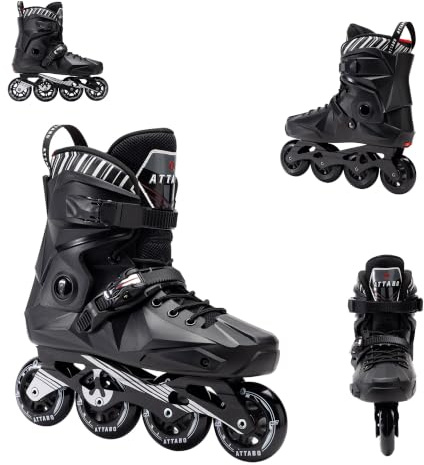 ATTABO Pattini in linea Riftskates 42 EU Nero Pattini freestyle versatili Perfetti per pattinaggio in città e acrobazie Cuscinetti ABEC-9 durevoli Ruote con durezza 85A|42EU