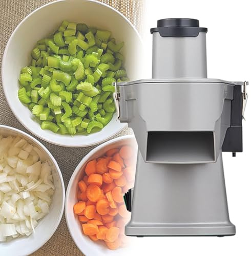Máquina Cortadora Alimentos 4 en 1 Cortadora Eléctrica de Verduras con Hoja de acero inoxidable Máquina Cortadora de Frutas y Verduras para Cortar Trozos en Rodajas Espesor Ajustable 1-3 mm