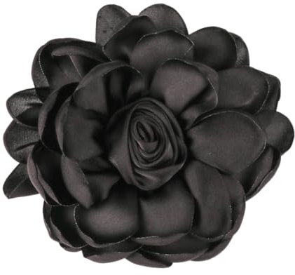 Kabelife 10CM Rose Blume Brosche, Blume Ansteckblume, Blume Haarspange, Haarclip Blume, Rosen Haarnadeln Haarblume Haarblüte Haarschmuck(Schwarz)