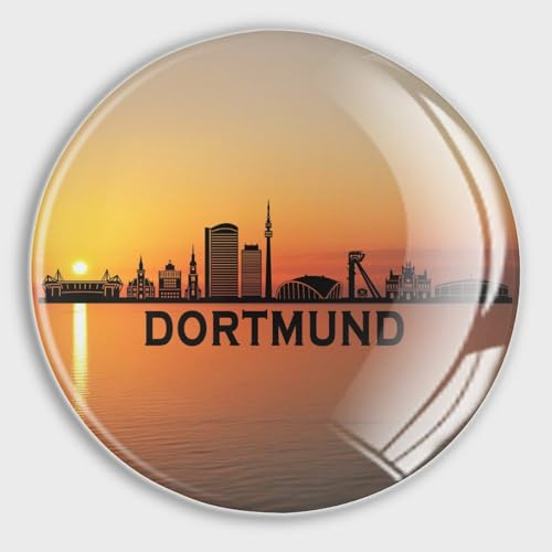 Kleine Magnete für Kühlschrank Glas Deutschland Dortmund Stadt Silhouette Landschaft Skyline Runde Kühlschrankmagnete magnetisch für Kühlschrank Urlaub Briefkasten Garagentor Schule Dekor Reise