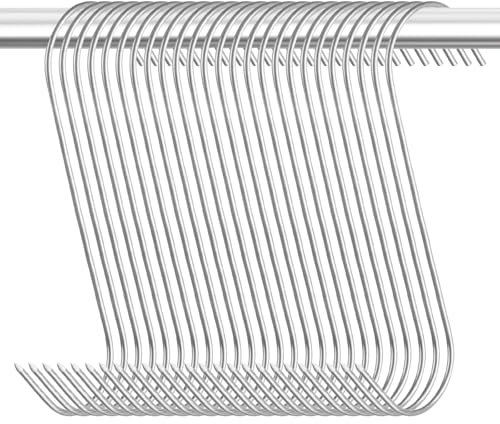 HENGBIRD 20 Pezzi Gancio per Carne A S, Ganci da Affumicatura in Acciaio Inox, Gancio da Macellaio Ganci A S per La Lavorazione Della Carne, Adatto per Appendere Anguille, Trote, Manzo, Maiale, Pollo