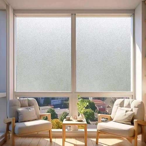 Fenster Sichtschutz 65 x 210 cm, Selbsthaftend Blickdicht, Wärmereflektion Hitzeabweisend, Gegen Hitze, Milchglasfolie Fenster Aufkleber, Rein matt