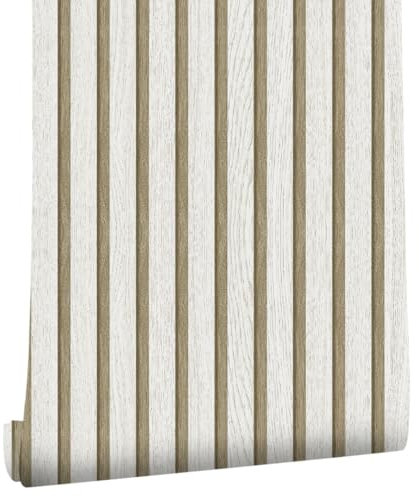 myforHD Self-Adhesive Wood Grating Wallpaper Wood Stripe Grain Natural Wooden Slats Wallpaper Peel and Stick Contact Paper PVC Vinyl Film Removable Waterproof