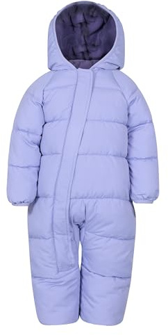 Mountain Warehouse Frosty Kids Junior Padded Snowsuit - Puffer Jacket with Central Zip, Hand & Foot Cuffs, Fleece Lined - Autumn Winter Travelling & Outdoors Lilac Kids Size 2-3 Years