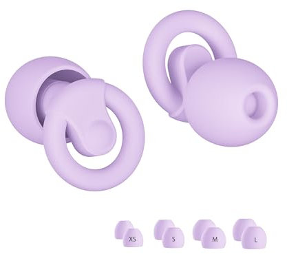 Somnio Noise Reduction Ear Plugs for Sleep, Snoring, and Focus | Best Earplugs to Block Out Snoring | Custom Fit Sleeping Earplugs with 32dB Noise Reduction (Purple, S,M,l,XL)