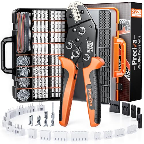 Preciva 2220pc DuPont Crimpzange Tool Crimpzange Set passt für 0.08-1.5 (AWG28-16) mm nicht isolierte Kabelschuhe und Buchsen, passend für ATX, EPS, PCIE, SATA Power Pins