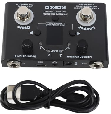 Vibrivio Multifunktionell trumlösare effektpedal, digital tuner, kompakt bärbart musikinstrument, sidvändare, fras loop-inspelning, trummaskineffekt