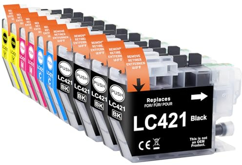 Yowell 10x LC421 Druckerpatronen Kompatibel für Brother LC421 Multipack | Kompatibel für Brother DCP-J1050DW DCP-J1140DW MFC-J1010DW Drucker