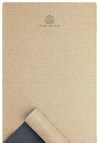 PURE SHANTI Yogamatte aus Jute & Naturkautschuk | Nachhaltige Jute-Matte | 100% Naturmaterial | Rutschfest, robust und geruchsneutral | Überlänge: 200 x 61 x 0,3 cm