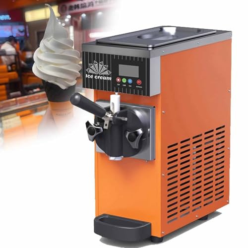 Qiang Máquina de Helados Soft Heladera Maquina Helados Soft Comercial Maquina Helados Soft con1 Sabores Ice Cream Maker Máquina de Helado de Servido Suave Orange-750W