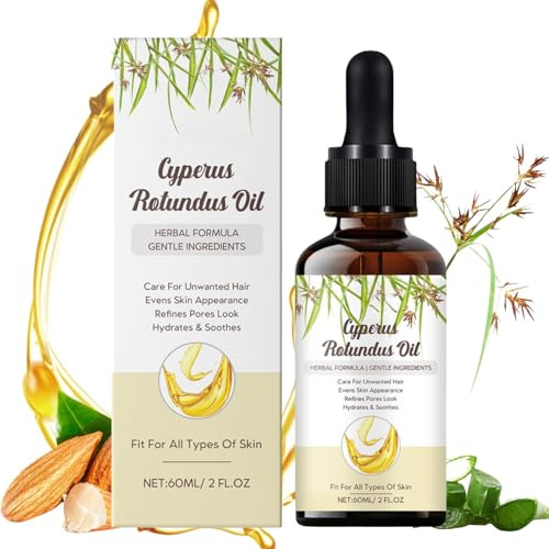 Cyperus Rotundus Oil, 100% Natural Cyprus Rotundus Oil Cypress Oils for Hair Removal, Reduces Unwanted Hair Growth, Moisturizes & Soothes The Skin, Shrink Pores, Suitable for All Skin Types