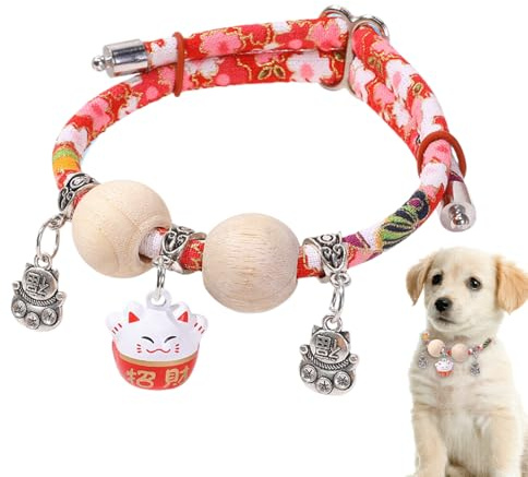 Rechory Kitten Collar | Lucky Cedar-Bead Collar for Cat - All-Day Wear Animals Adjustable Necklace Aesthetic for Photography Training Travel Walking Holiday Yard