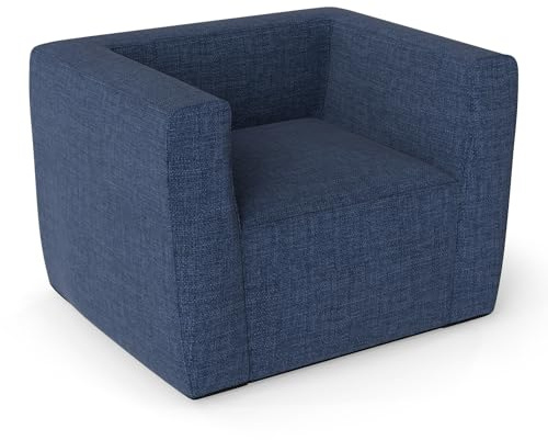COSTWAY Sofá Hinchable, Sillón Inflable Portátil con Funda Desmontable, Amplios Reposabrazos y Asiento Espacioso, Silla Sofá Inflable Individual para Salón, Dormitorio, Oficina, 104x81x67 cm (Azul)