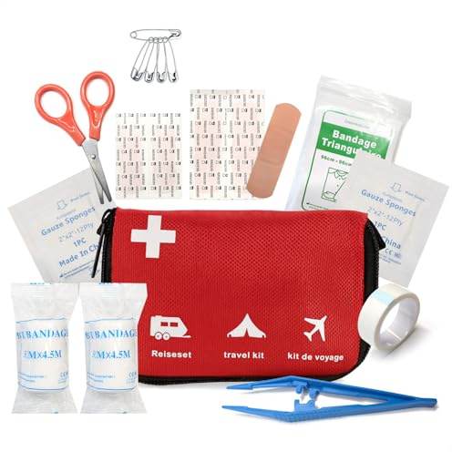com-four® 38-teiliges Erste-Hilfe-Set Traveller - Kompaktes Notfallset für Outdoor, Fahrrad, Camping, Reisen und Sport - Ideal als Hausapotheke mit praktischer Gürtelschlaufe