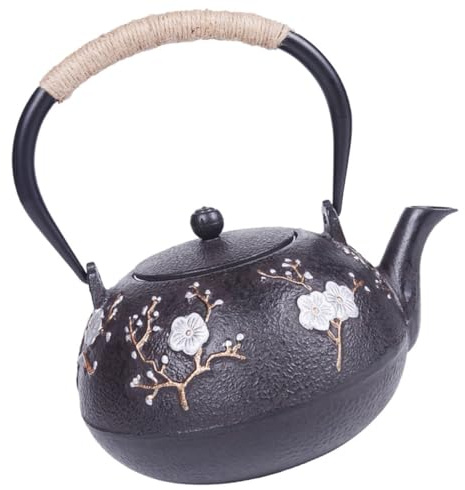MUELODSIC Tetera de Hierro Fundido Estilo Japonés Tetsubin para Casa y Oficina Tetera Doméstica Escritorio Filtro Integrado Mango Aislante Vintage para Conservar Calor