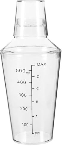 BESPORTBLE Coctelera de Plástico Transparente 530ml Escala 3 Etapas para Mezclar Té Leche y Bebidas, Agitador Manual Adecuado para Bar y Cocina Doméstica
