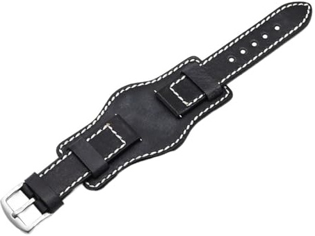 Handgjorda läderklockband 20 mm 22 mm 24 mm med handledsskydd, klocka med spänne i rostfritt stål, 20mm, Acetat, Inga ädelstenar