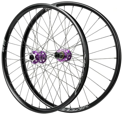 QUYCOIU Hjulset Mountainbike 26/27,5/29 Skivbroms Lätta Fälgar Med 35Mm Bredd Hjul För XC/AM-cyklar Genomgående Axel 32-håls Nav 15x100/12x142Mm För 7/8/9/10/11/12-växlad Kassett(Black-a,26in)