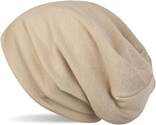 styleBREAKER Damen Beanie Mütze All Over Glitzer Stoff bis 57cm, Beige