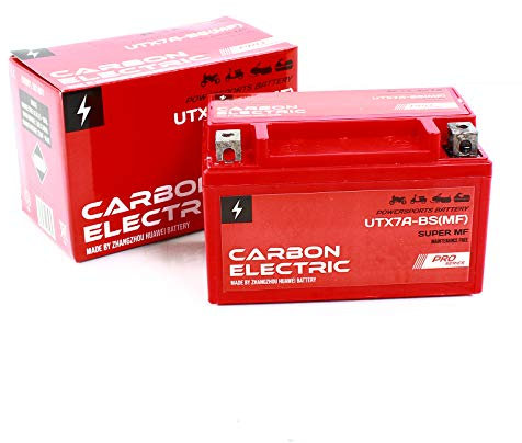 Carbon Electric Gel Batterie YTX7A-BS / UTX7A-BS 12V 7Ah (Wartungsfrei/Versiegelt) Akkumulator Motorrad Roller Motorradbatterie Rollerbatterie