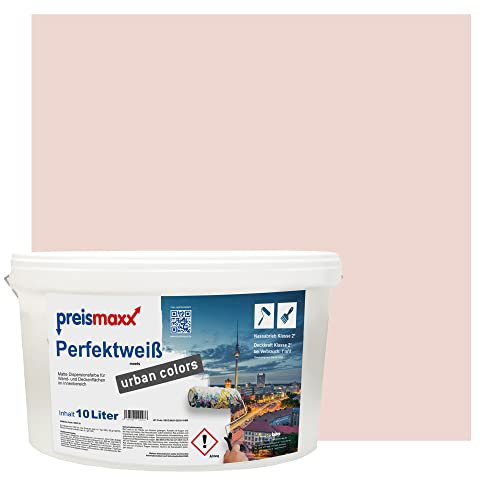 Preismaxx Perfektweiß urban colors, bunte Wandfarbe, rosa, mauverosa, mauve pink 10L, Innenfarbe, hohe Deckkraft Klasse 2, matt