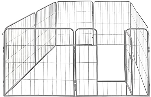 Petigi Welpenauslauf, Freilaufgehege aus pulverbeschichtetem Stahl, zusammenklappbar, Maschenweite 47 mm, inklusive Befestigung zur Verwendung im Garten, Größe (B x H):80 x 80 cm (8X)