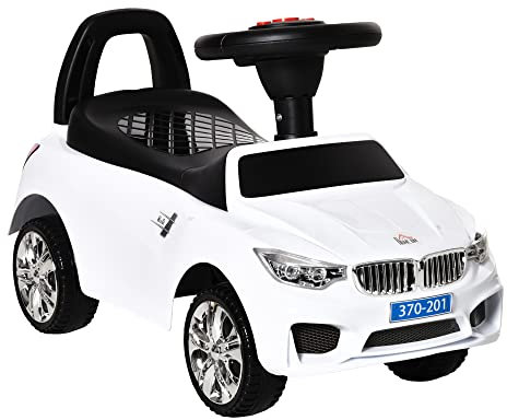 HOMCOM Ride on Car Baby Toddler Walker Foot to Floor Sliding Car Slider w/Horn Music Working Lights Storage for 1.5-3 Years Old White