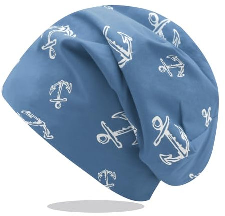 Glamexx24 Long Klassische Beanie Mütze für den Frühling: Herren und Damen Mütze Damen Winter Wollmütze Herren, Unisex Long Klassische Beanie Mütze für den Frühling, Herbst und Winter Mit Anker Muster