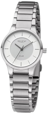 Solaruhr Damen Metallband Ø28mm Regent BA728 weiß