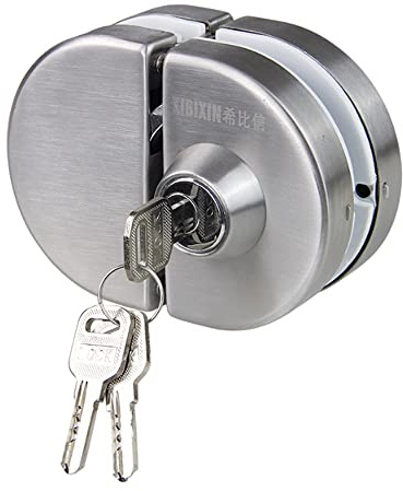 ZONADAH Cerradura de puerta de acero inoxidable con doble acristalamiento mejorado, abierto por ambos lados, sin marco, sin necesidad de taladrar, para vidrio de 10 a 12 mm de grosor, herrajes para