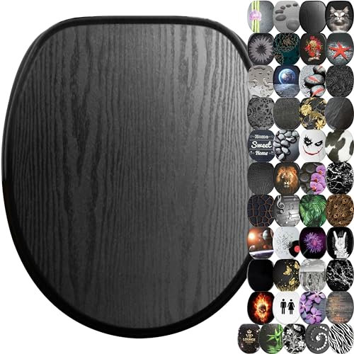 Sanilo WC Sitz mit Absenkautomatik, viele schöne schwarze Toilettendeckel zur Auswahl, hochwertige und stabile Qualität aus Holz (Black Wood)