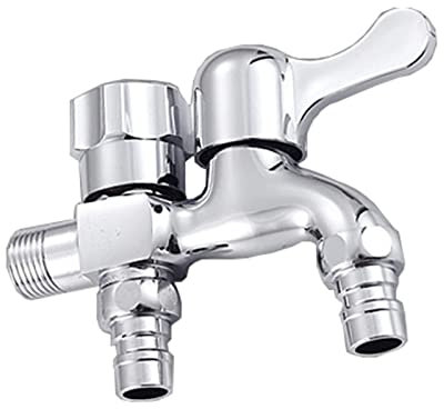 FQYEP Doppel Wasserhahn1 /2 Zoll,Doppel Wasserhahn Messing,Doppel Wasserhahn,Aus Messing Rost-Und Frostsicher,Wasserhahn Garten 1/2 Zoll,Doppel Wasserhahn,Doppel Wasserhahn Waschmaschine,Chrom B