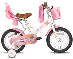 JOYSTAR Little Daisy 14 Zoll Kinderfahrrad für 3 4 5 Jahre Mädchen Kleinkinderfahrrad mit Stützrädern Prinzessin Kinderfahrrad mit Korb Fahrradschlangen Kleinkindfahrrad Fahrräder WeiB