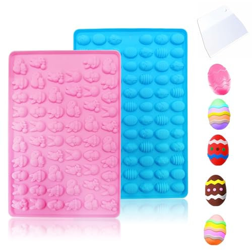 MARUKO Silikonform Ostern Backform, Ostern Schokolade Silikonformen, 58 Kavität Mini Osterei Formen und 83 Kavität Osterhase Silikonformen für Osterschokolade