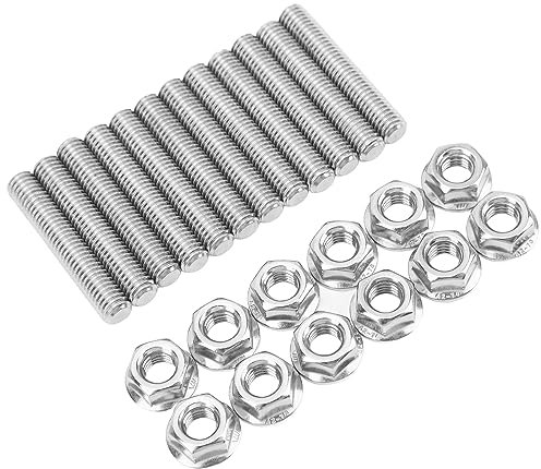 12-teiliges Edelstahl-Zylinderkopfschrauben-Set, Stehbolzen für Abgaskrümmer, Ersatz für V8 LSX LS1 LS2 LS3 LS6 LS7. Befestigen Sie den Zylinderkopf und den Abgaskrümmer Sicher