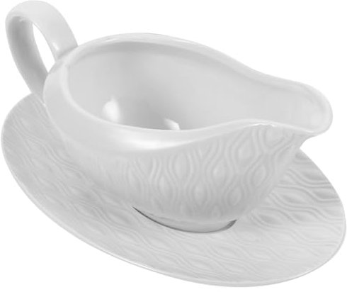 HOLIDYOYO 8.5oz Gravy Boat Con e Sottotazza Salsiera Per Salse Condimenti e Latte Per e