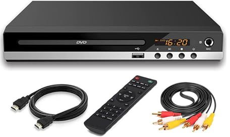 DVD Player with HDMI Full HD 1080P for TV Projector with RCA Cables/UBS Input/IR remote, for Home Stereo System