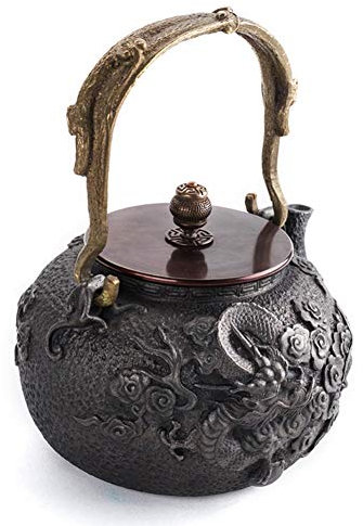Teiera in ghisa,bollitore for il tè classico,teiera giapponese Tetsubin in ghisa con manico isolante, for tè sfuso e bustine di tè, nero 1200ML (Color : Black1)