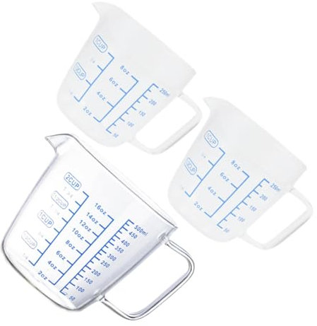 ULTECHNOVO 3 Uds Taza Medidora De Vidrio Jarra Pequeña Jarra De Leche Jarra De Vidrio Escala Taza De Tazas Medidoras Taza De Expreso Taza De Leche Taza Medidora Jarra De Crema De