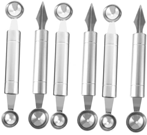 TOPBATHY 6 Pz Scoop Intagliato Creatore Di Palline Di Gelato Detorsolatore Di Frutta Placcatura Salsa Art Cucchiaio Da Gelato Scavare Un Cucchiaio Paletta Per Anguria Acciaio Inossidabile